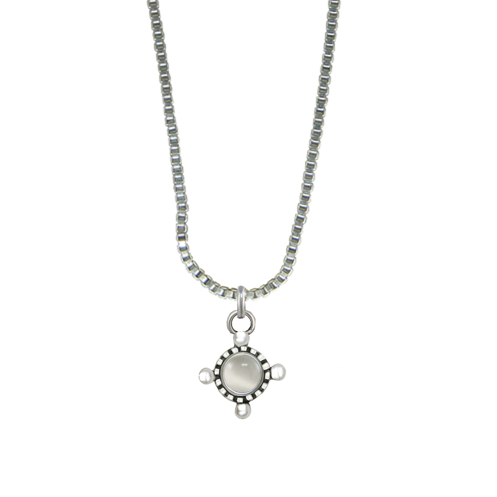 Sterling Silver Little White Moonstone Pendant Necklace